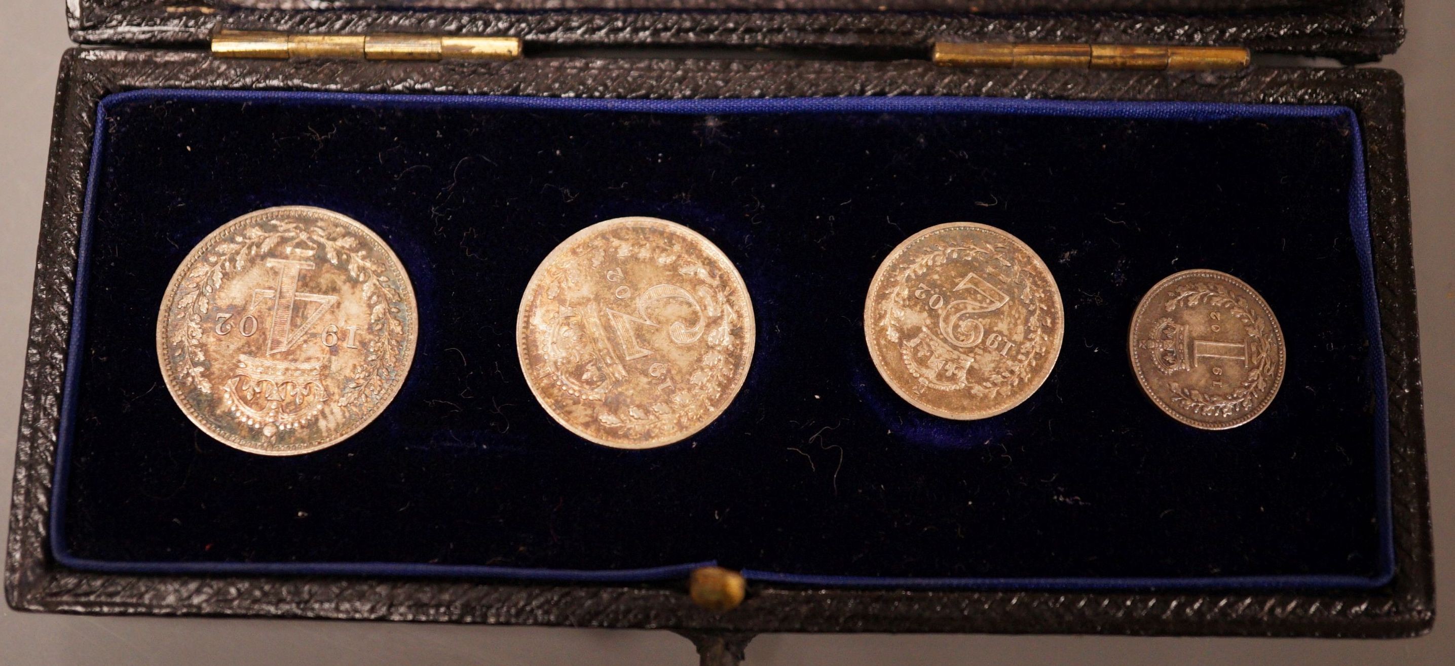 A cased Edward VII Maundy money set 1902